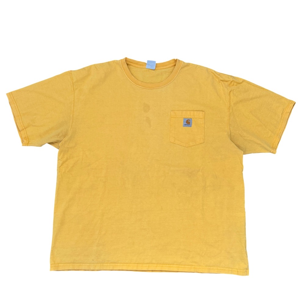 Vintage Carhartt Mens XL Yellow Short Sleeve Pocket T-Shirt Workwear Cotton Tee